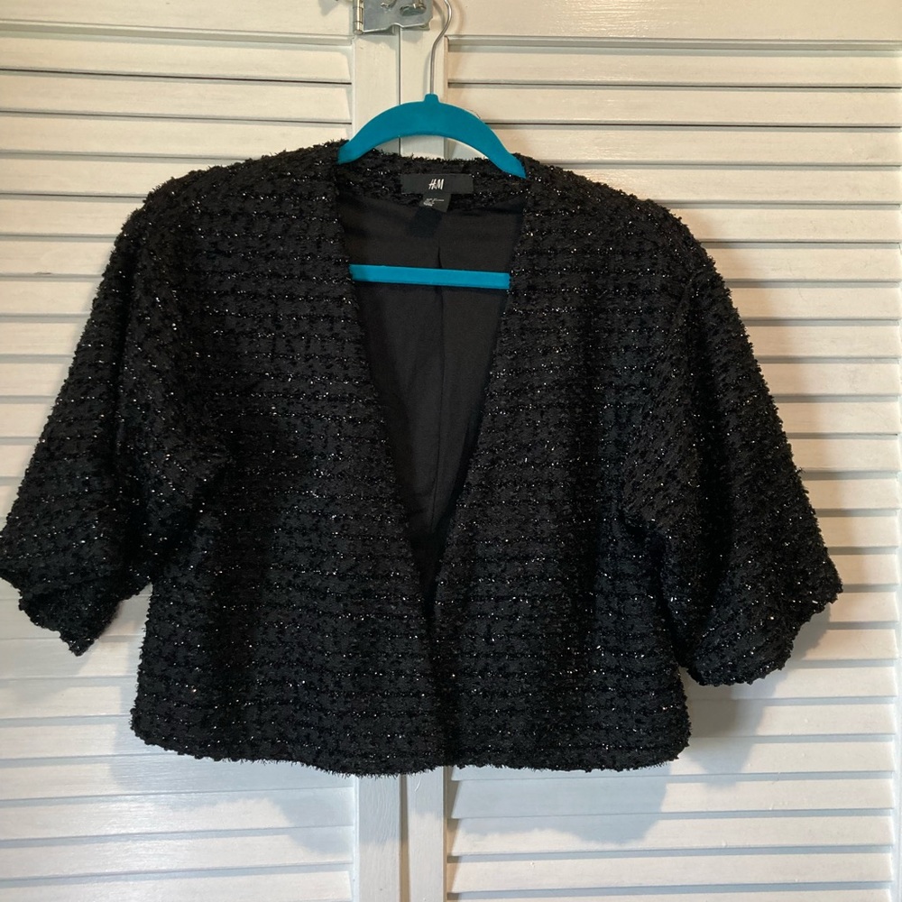 Black with sparkly silver accents, formal shrug H&M size 6 womens top